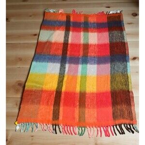 Anthropologie Color Block Throw Blanket 50”x70” Wool Blend
